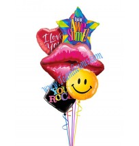Smiley Kiss Balloon Bouquet (5 Balloons)